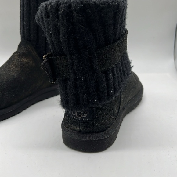 UGG Cambridge Knit Black Metallic Buckle Boots Size 6 - Picture 3 of 10